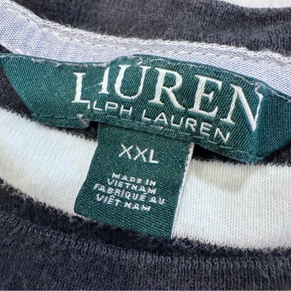 Lauren Ralph Lauren Women's Size XXL Black & White Striped Top Button Shoulders - Picture 4 of 7